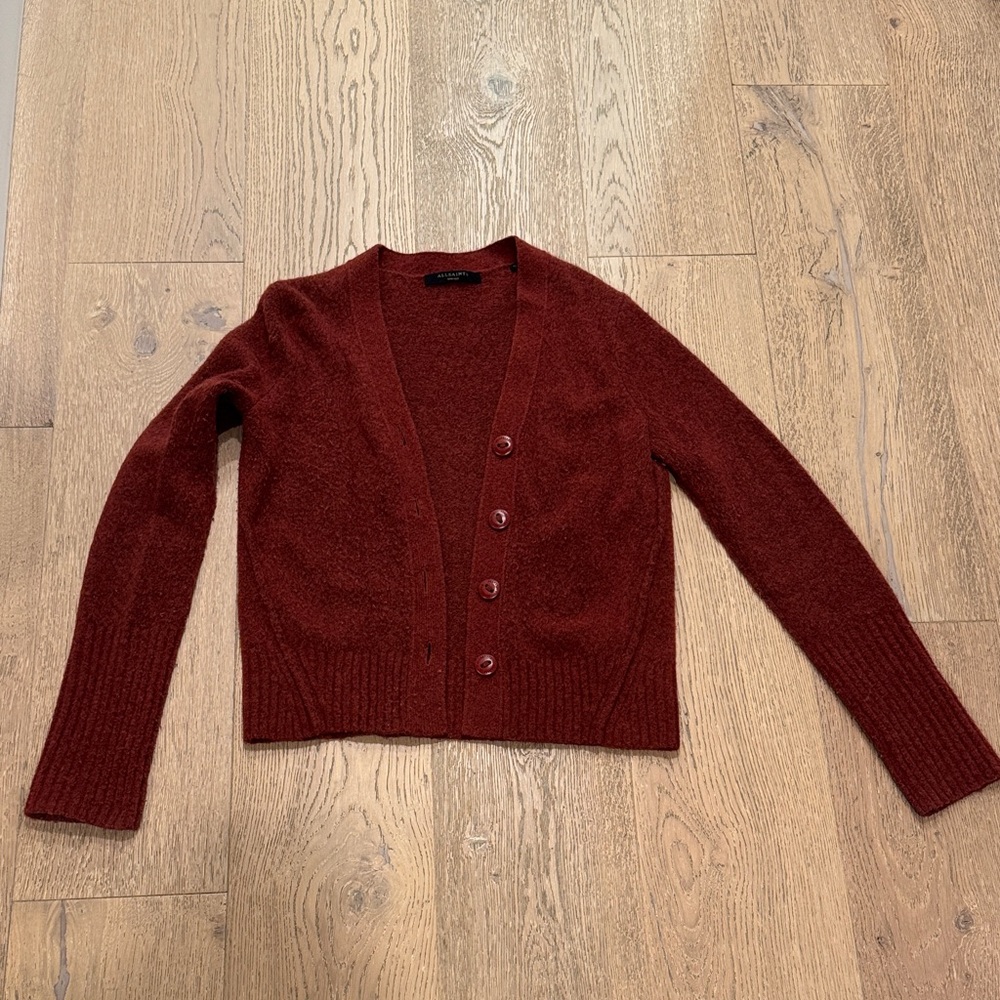 All Saints Deep Red/burnt orange Cardigan Sweater